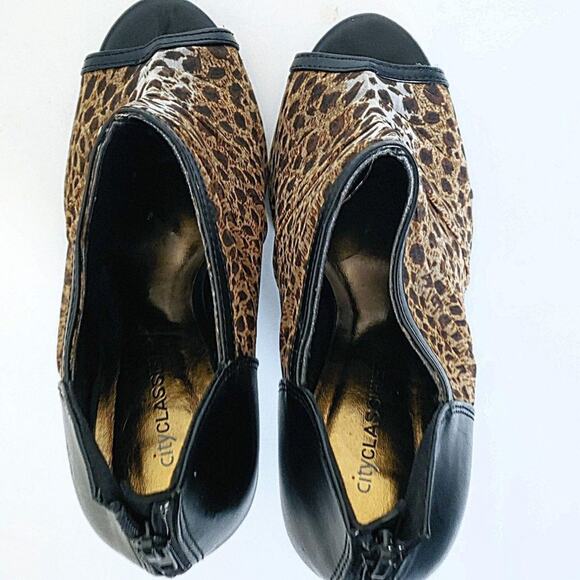 Open Toe Cheetah Print Open Toe High Heel Ankle Booties Size 8 - Picture 6 of 12